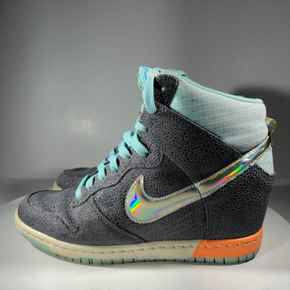 Nike Dunk Sky Womens Size 6.5 Shoes Hidden Wedge Heel Fashion Sneakers Gray Hi - Picture 1 of 11